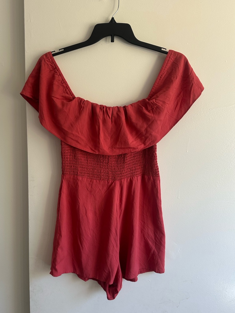 ASOS Red Off-Shoulder Romper 100% Viscose